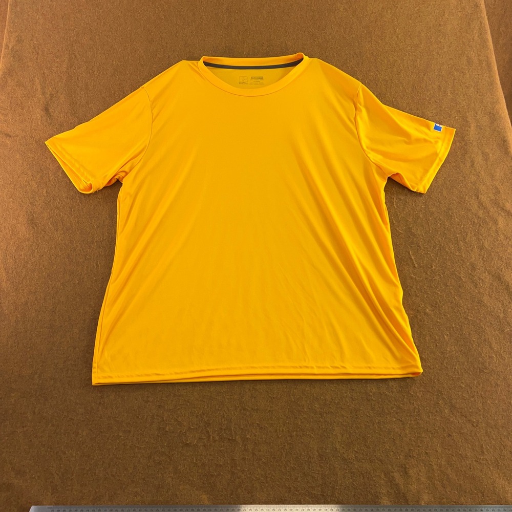 Russell Athletic Mens 2XL Yellow Dri-Power Performance T-Shirt New *Flaw